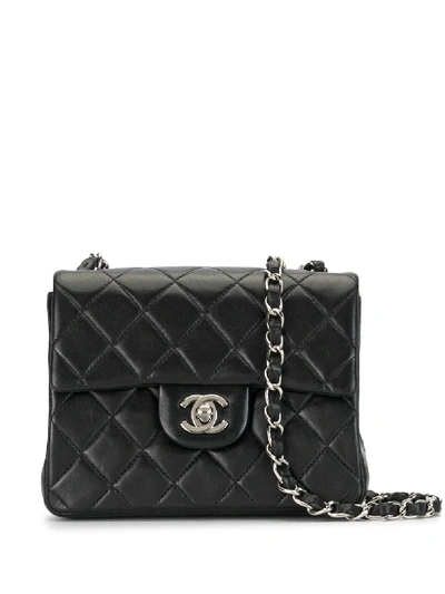 Pre-owned Chanel 2001 Quilted Cc Mini Shoulder Bag In Black