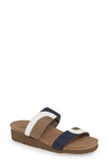 Naot Frankie Slide Sandal In White/ Blue/ Khaki Leather