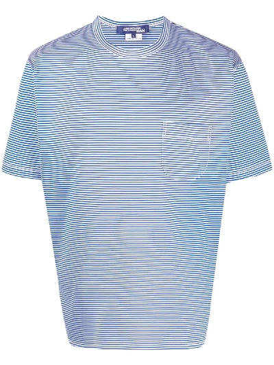 Junya Watanabe Striped Print T-shirt In Blue