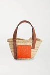 LOEWE + PAULA'S IBIZA SMALL LEATHER-TRIMMED RAFFIA TOTE