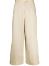 Aspesi Wide-leg Cotton Trousers In Neutrals