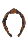 Lele Sadoughi Silk-blend Leopard Print Knotted Headband In Brown