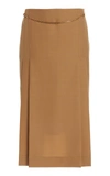 Victoria Beckham Belted Pleated Wool High-rise Skirt In Neutral