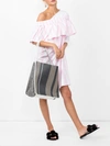 MAISONRABIHKAYROUZ OFF THE SHOULDER WOVEN DRESS PINK