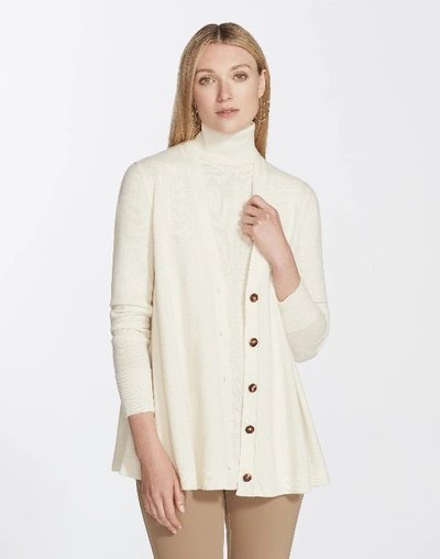 Lafayette 148 Cashmere A-line Button Front Cardigan In White