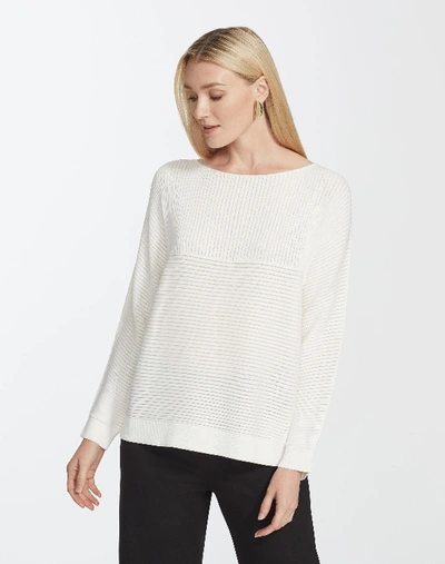 Lafayette 148 Plus-size Matte Crepe Mixed Links Stitch Pullover In White