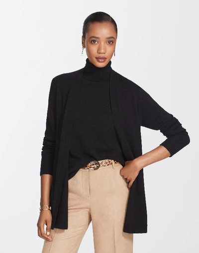 Lafayette 148 Cashmere A-line Button Front Cardigan In Black