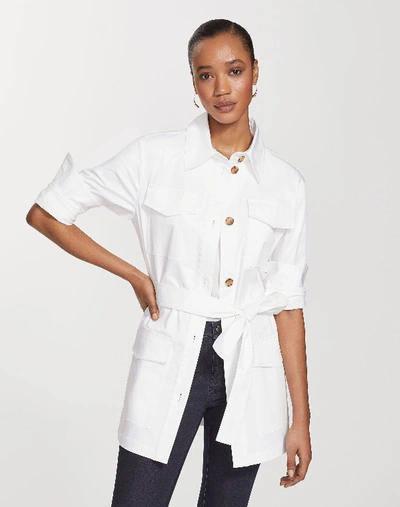 Lafayette 148 Plus-size Skylight Cotton Windom Shirt Jacket In White