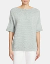 Lafayette 148 Matte Crepe Cuffed Bateau Neck Sweater In Seaglass