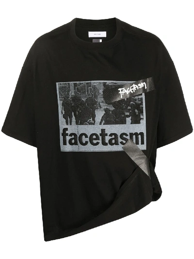 Facetasm Oversized Logo Print T-shirt In Black