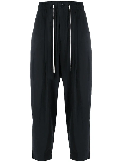 Attachment Crinkled Effect Drawstring Trousers In Black