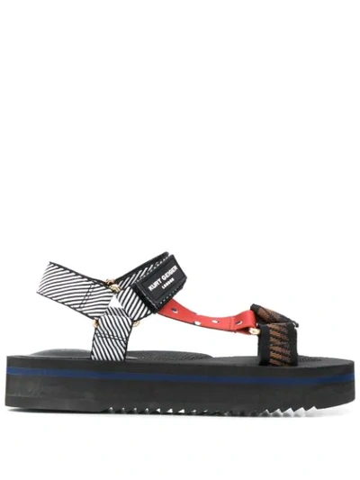 Kurt Geiger Olivia Mixed Strap Print Sandals In Brown