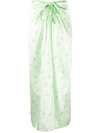 GANNI FLORAL SATIN WRAP SKIRT