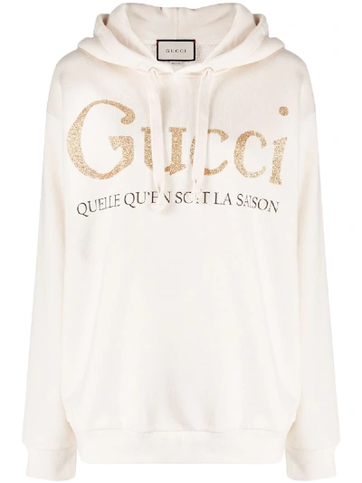 Gucci Glitter Print Hoodie In Neutrals