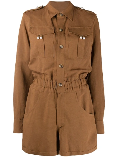 Forte Dei Marmi Couture Utility Playsuit In Brown