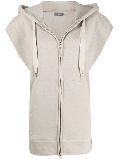 Adidas By Stella Mccartney Sleeveless Zipped Hoodie In Neutrals