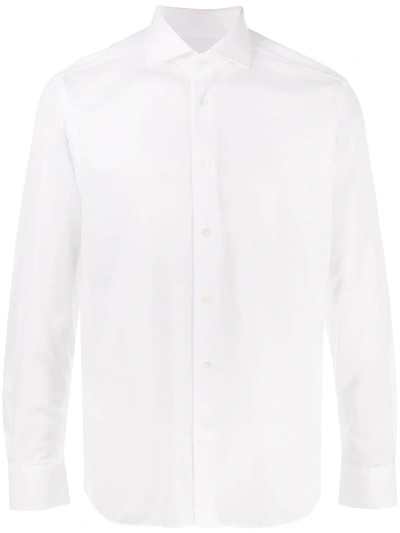 Corneliani Long-sleeve Stretch-cotton Shirt In White