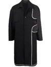 HARRISON WONG RIBBED CONTRAST PANEL SINGLE-BREASTED COAT