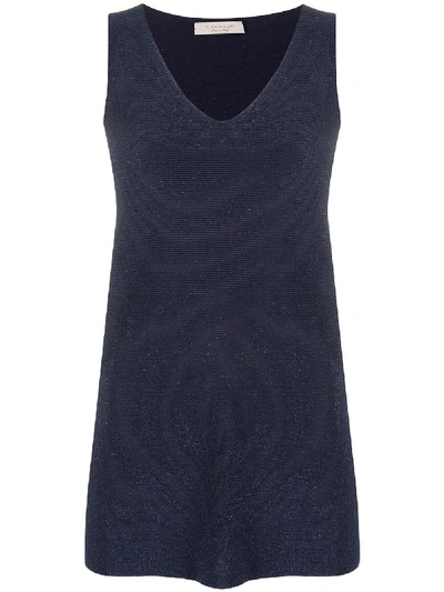 D-exterior Metallized Knitted Top In Blue