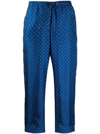 Alberto Biani Geometric-print Cropped Trousers In Blue