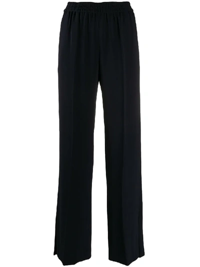 Alberto Biani Wide-leg Slit Trousers In Blue