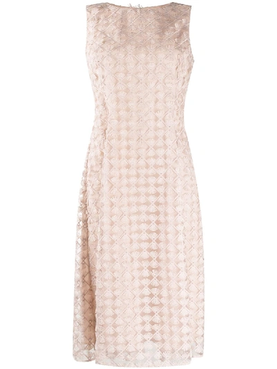 D-exterior Embroidered Lace Midi Dress In Pink