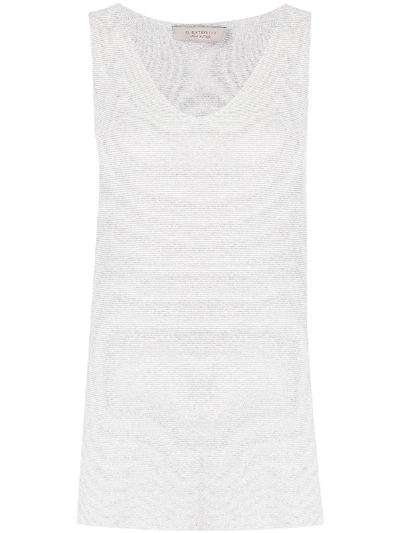 D-exterior Metallized Knitted Tank Top In Silver