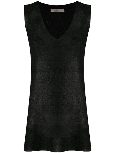 D-exterior Metallic Knitted Tank Top In Black