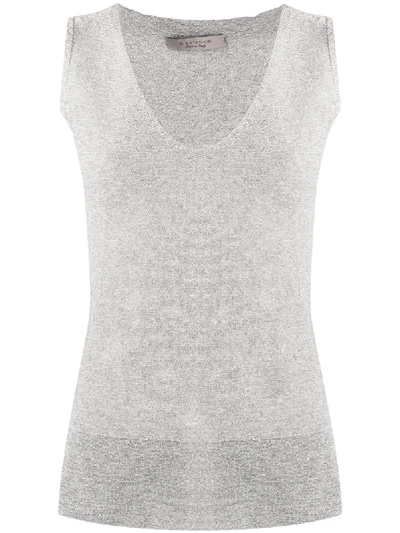 D-exterior Metallic Knitted Tank Top In Grey