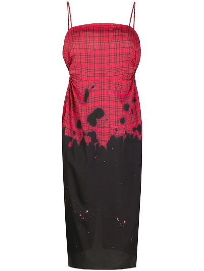 Rokh Round Side Eyelet Dress In Red