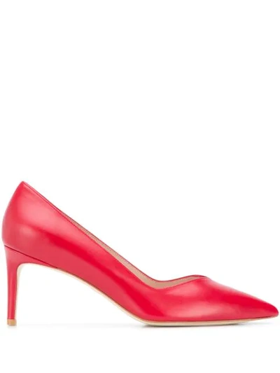 Stuart Weitzman Anny Patent Leather Pointed Pumps In Red