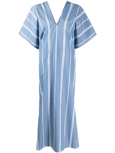Jil Sander Striped Print Shift Dress In Blue