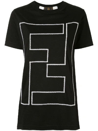 Pre-owned Fendi Ff Print T-shirt In Black