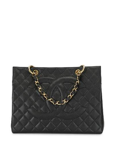 Pre-owned Chanel 1997 Diamond Quilted Cc Tote In Black
