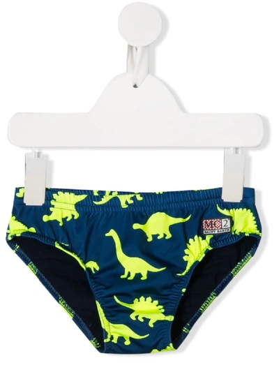 Mc2 Saint Barth Kids' Dinosaur Print Swim Trunks In Blue