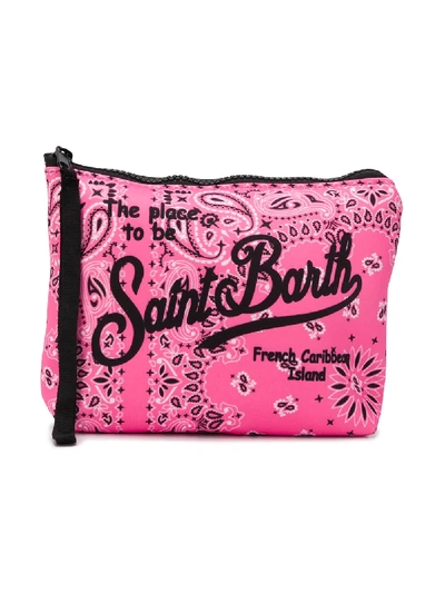 Mc2 Saint Barth Kids' Bandana Print Zipped Bag In Pink
