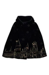 Mini Boden Harry Potter Protego Maxima Magical Embroidered Velvet Hooded Cloak In Midnight Blue