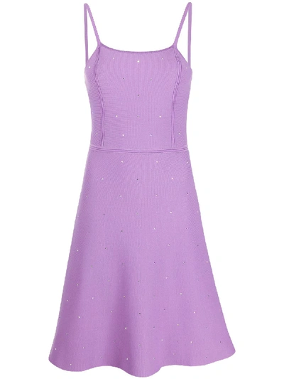 Sandro Elize Crystal-embellished Knitted Mini Dress In Purple
