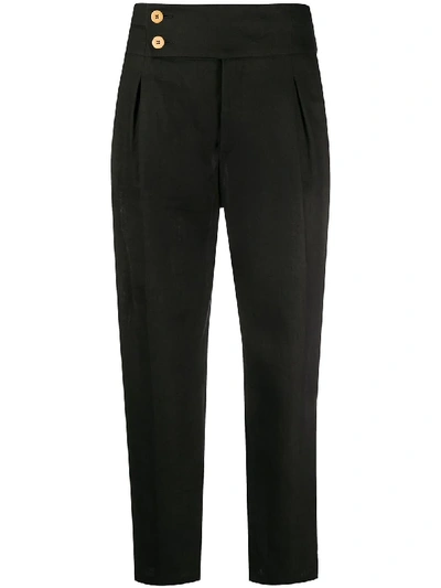 L'autre Chose Side-button Tapered Trousers In Black