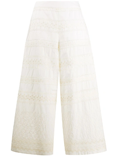 L'autre Chose Lace-insert Flared Culottes In White