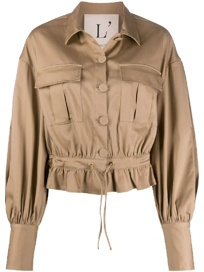 L'autre Chose Tie Front Button-up Jacket In Neutrals