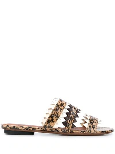 L'autre Chose Strappy Lizard-print Effect Sandals In Brown