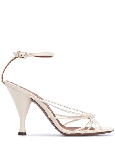 L'autre Chose Twisted Straps 100mm Sandals In White