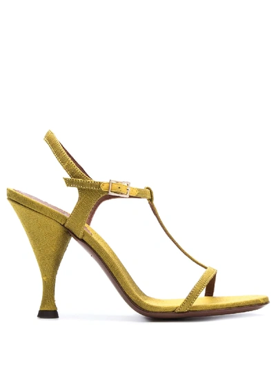 L'autre Chose T-bar Ankle-strap Sandals In Green