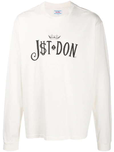 Just Don Logo Print Long-sleeve T-shirt In White