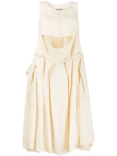 Comme Des Garçons Cut-out Detail Distressed Dress In Neutrals