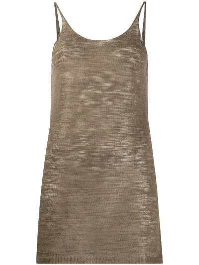 Alysi Semi-sheer Scoop Neck Vest Top In Green