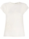 ALYSI EMBROIDERED DETAIL CAP SLEEVE BLOUSE