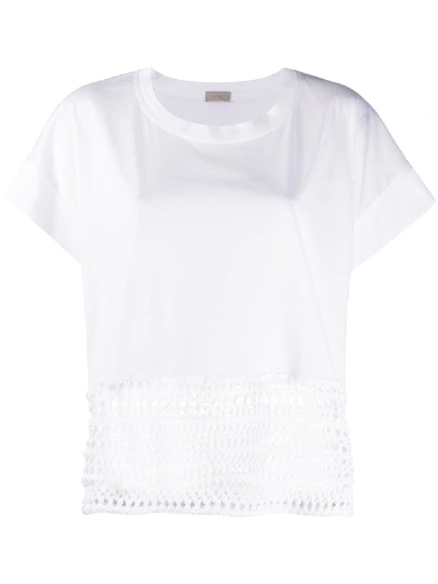 Mrz Crochet-detail Cap-sleeve T-shirt In White