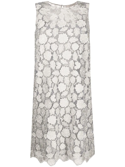 D-exterior Embroidered Lace Shift Dress In Grey